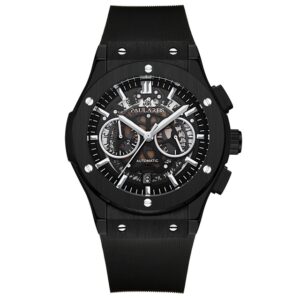 automatic mechanical wristwatch with stainless steel silver strap, black dial, open-heart design, and premium analog movement.